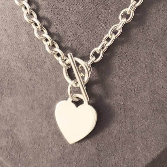 Jewelry - Sterling Heart Drop Chunky Cable Chain Necklace